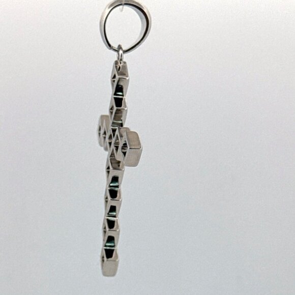 Vintage Estate Sterling Silver 925 Citrine & CZ Cross Pendant 12.9g No Chain - Picture 2 of 8